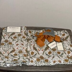 MORRIS & Co. SEASONS BY MAY COTTON GAUZE APRON + 3 GAUZE KITCHEN TOWELS NWT
